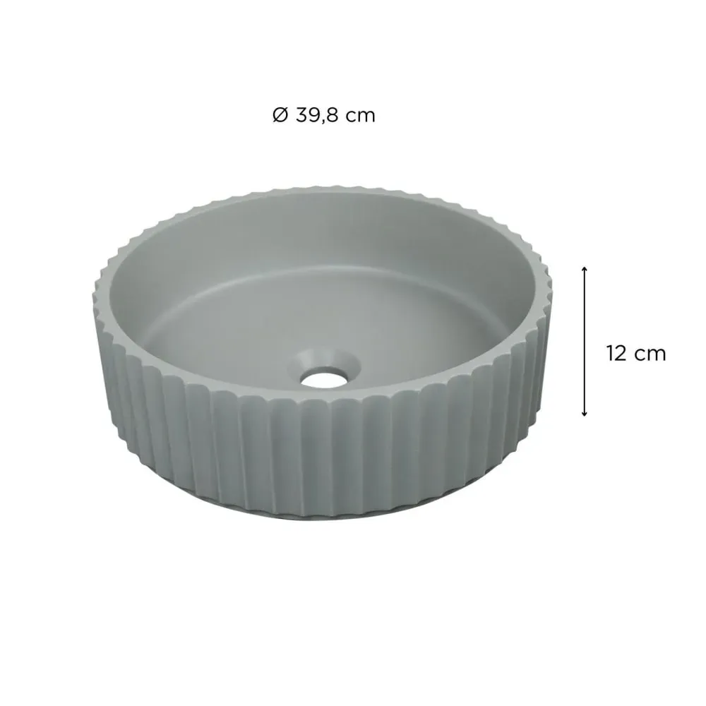 Illustration numéro 3 du produit Vasque à poser ronde béton texturé vert 39,8cm