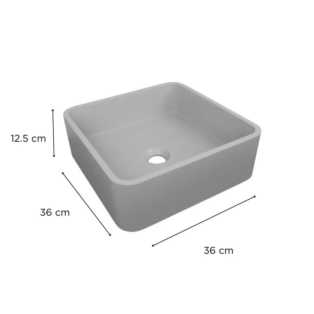 Illustration numéro 3 du produit Vasque à poser carrée en béton gris 36cm