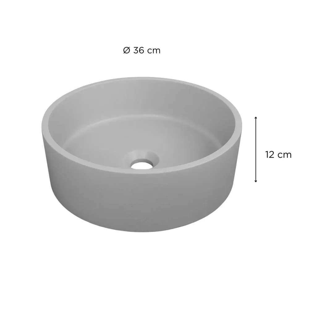 Illustration numéro 3 du produit Vasque à poser ronde en béton gris 36cm