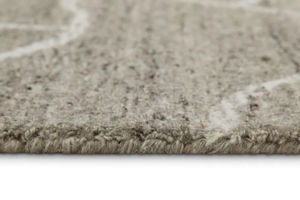 Illustration numéro 3 du produit Tapis beige et taupe futé main motif pierre 80x300