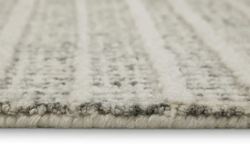 Illustration numéro 3 du produit Tapis gris et écru design tufté main à relief 80x230
