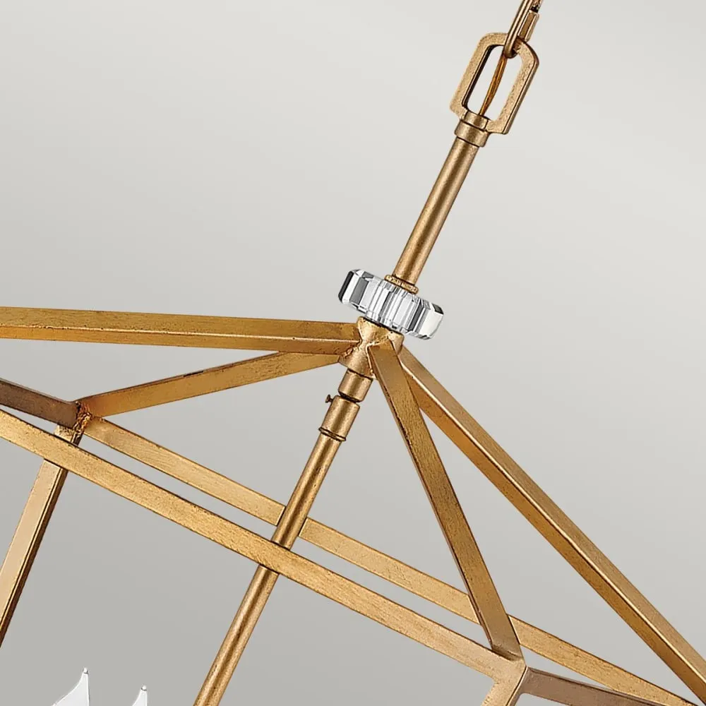 Illustration numéro 3 du produit Suspension en acier et cristal finition laiton vieilli