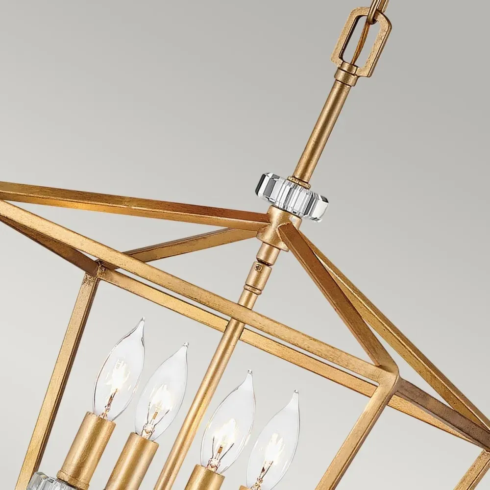 Illustration numéro 3 du produit Suspension en acier et cristal finition laiton vieilli