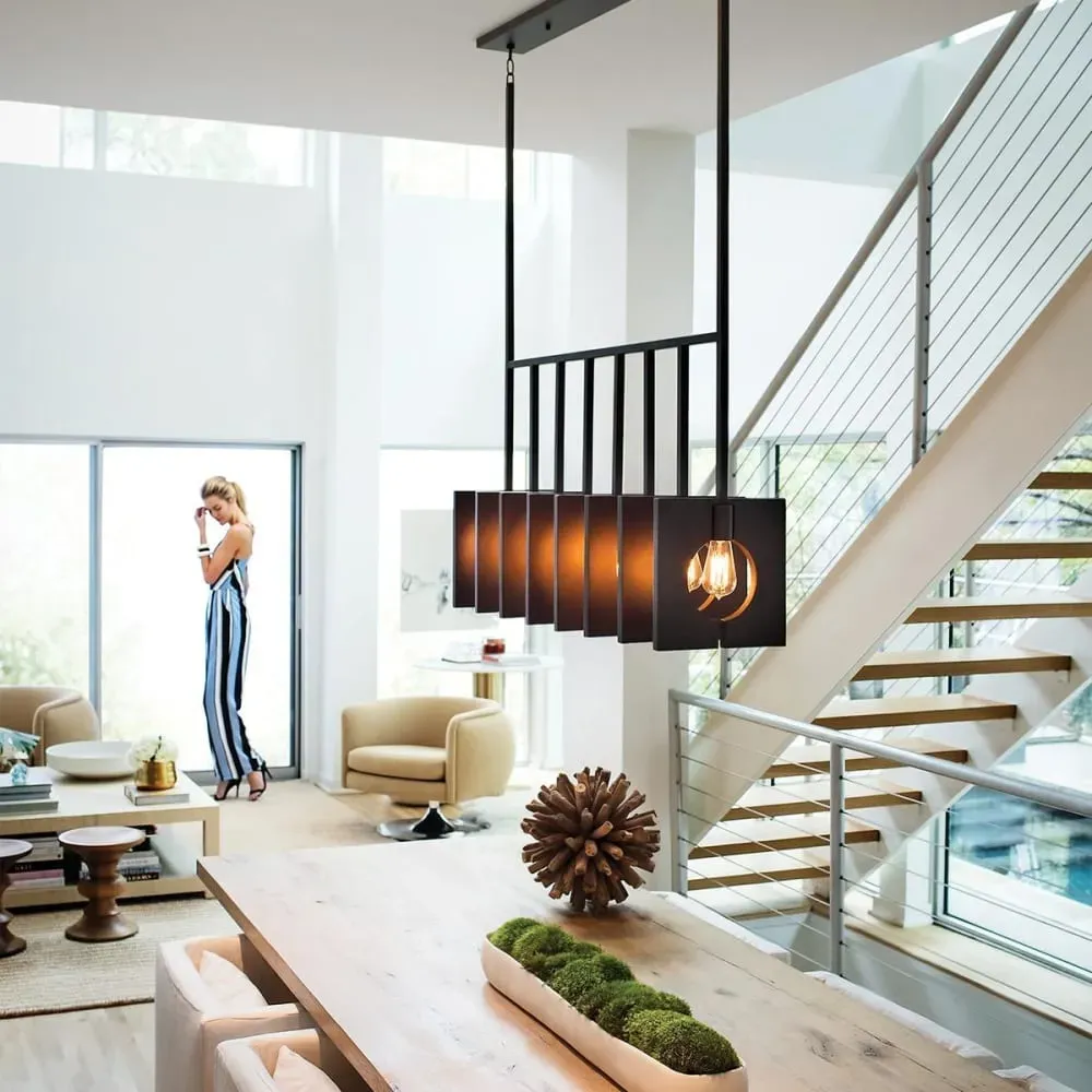 Illustration numéro 3 du produit Lustre linéaire en acier finition graphite brossé