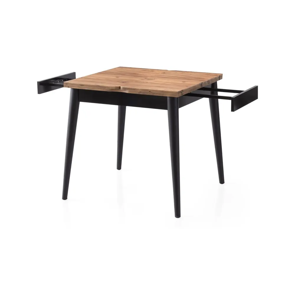 Illustration numéro 3 du produit Table à manger carrée extensible 80-160 cm décor naturel et noir