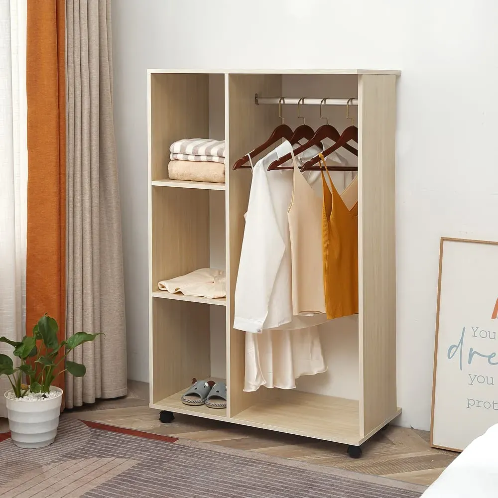 Illustration numéro 3 du produit Armoire penderie mobile panneaux de particules chêne clair