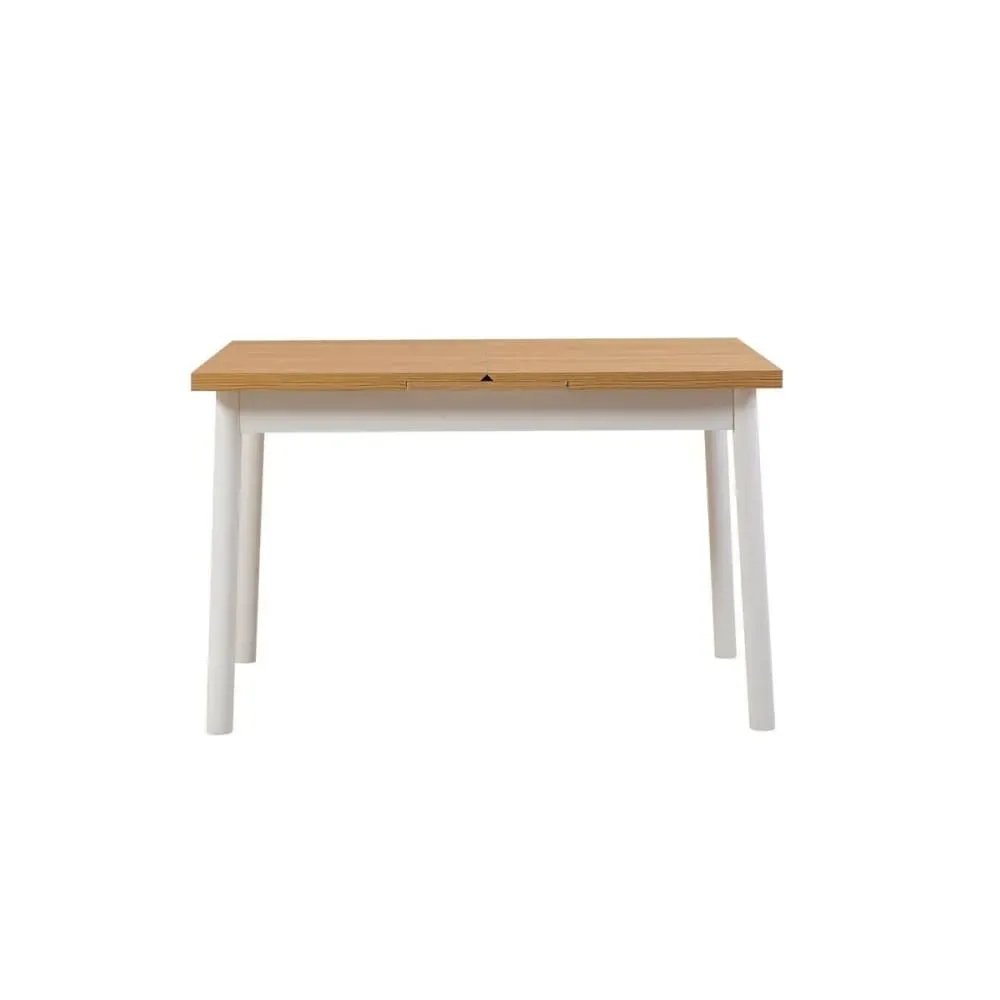 Illustration numéro 3 du produit Table extensible de 120 à 153 cm décor hêtre et blanc