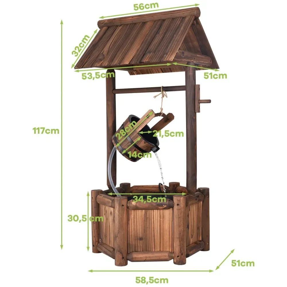 Illustration numéro 3 du produit Fontaine de jardin décorative en sapin brun 58,5 x 51 x 117 cm