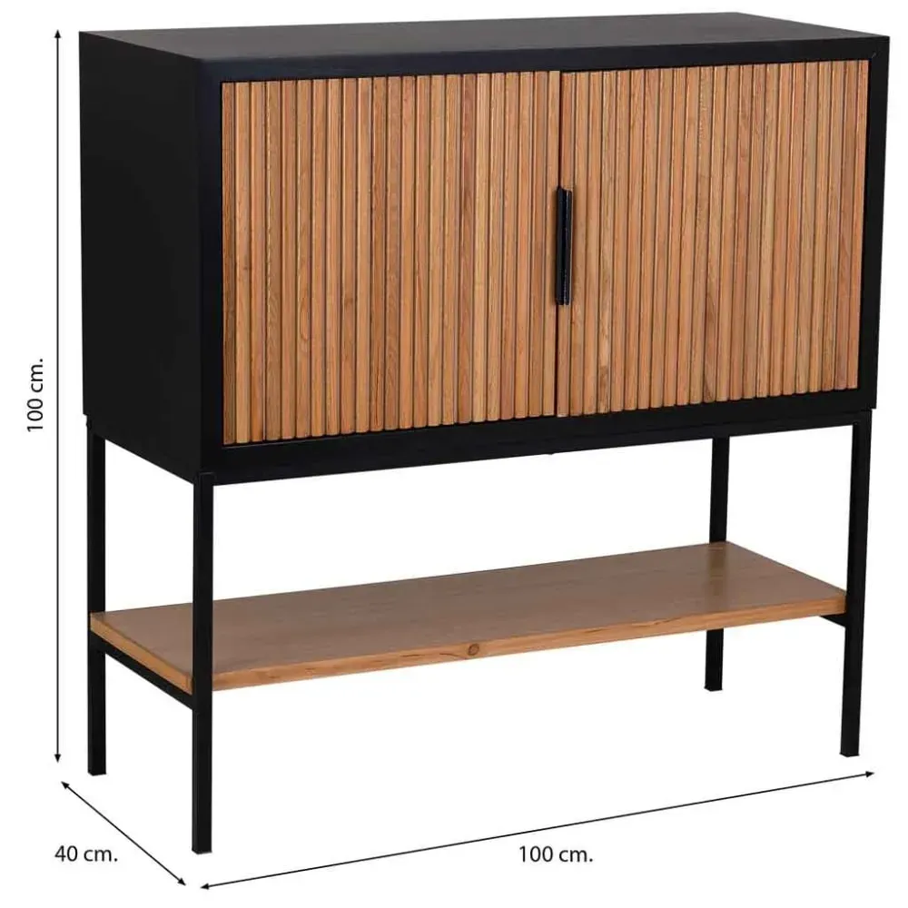 Illustration numéro 3 du produit Buffet 2 portes bois et métal 100x40x100h cm