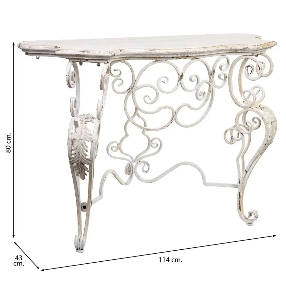 Illustration numéro 3 du produit Console en bois et métal finition vieillie 114X43X80h cm