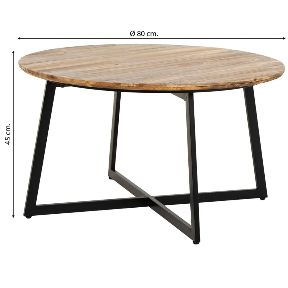 Illustration numéro 3 du produit Table basse en métal et bois ronde 80x80x45h cm