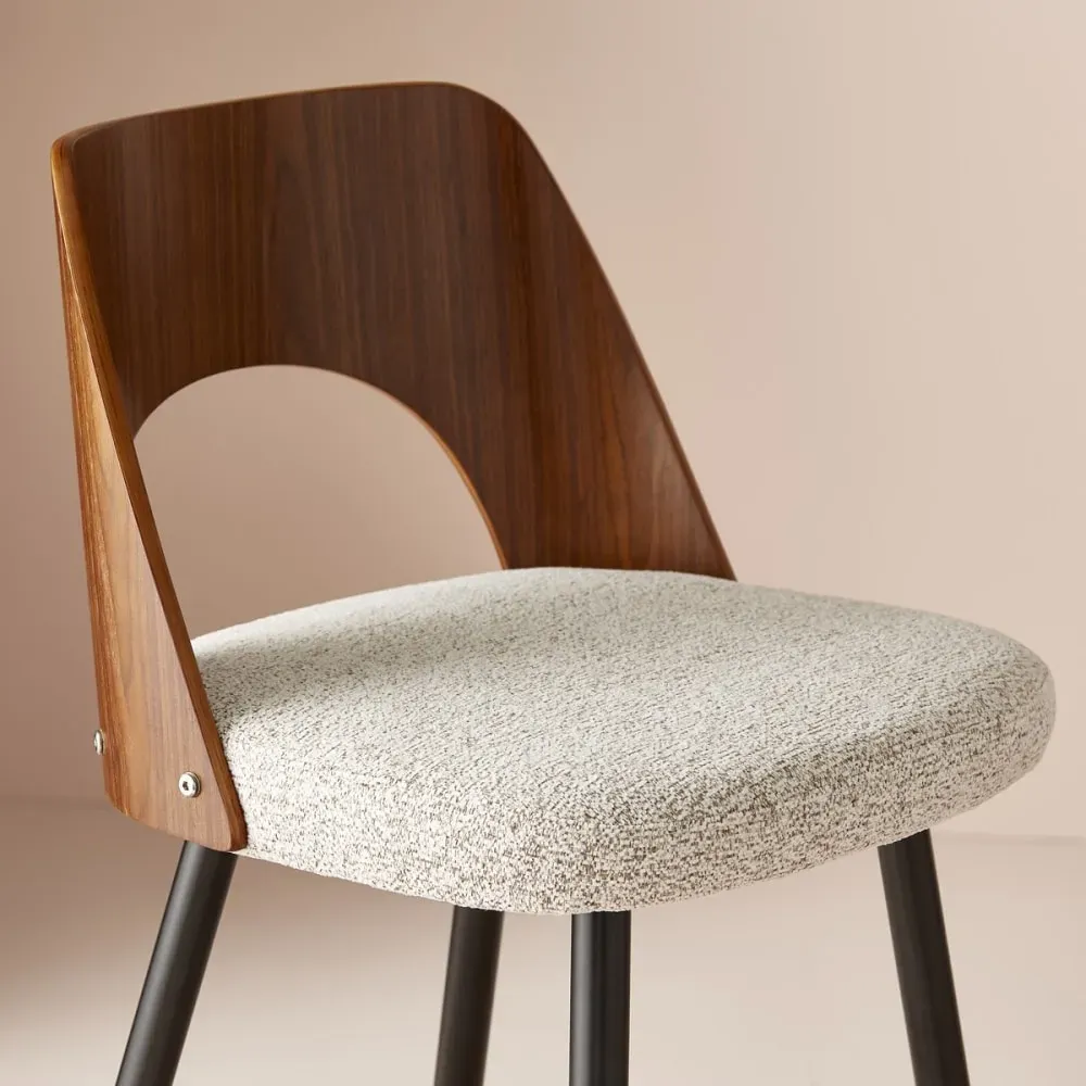 Illustration numéro 3 du produit Chaise de comptoir en tissu beige