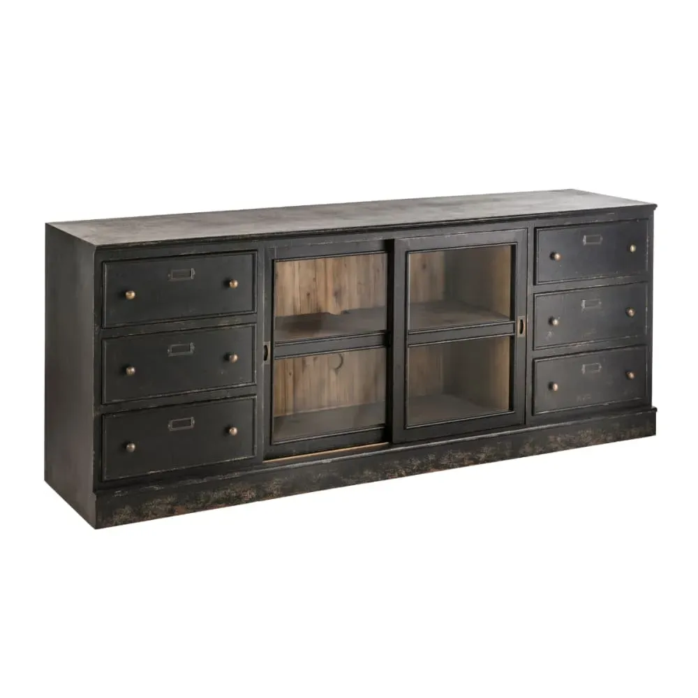 Illustration numéro 3 du produit Buffet en bois massif et verre L280 cm