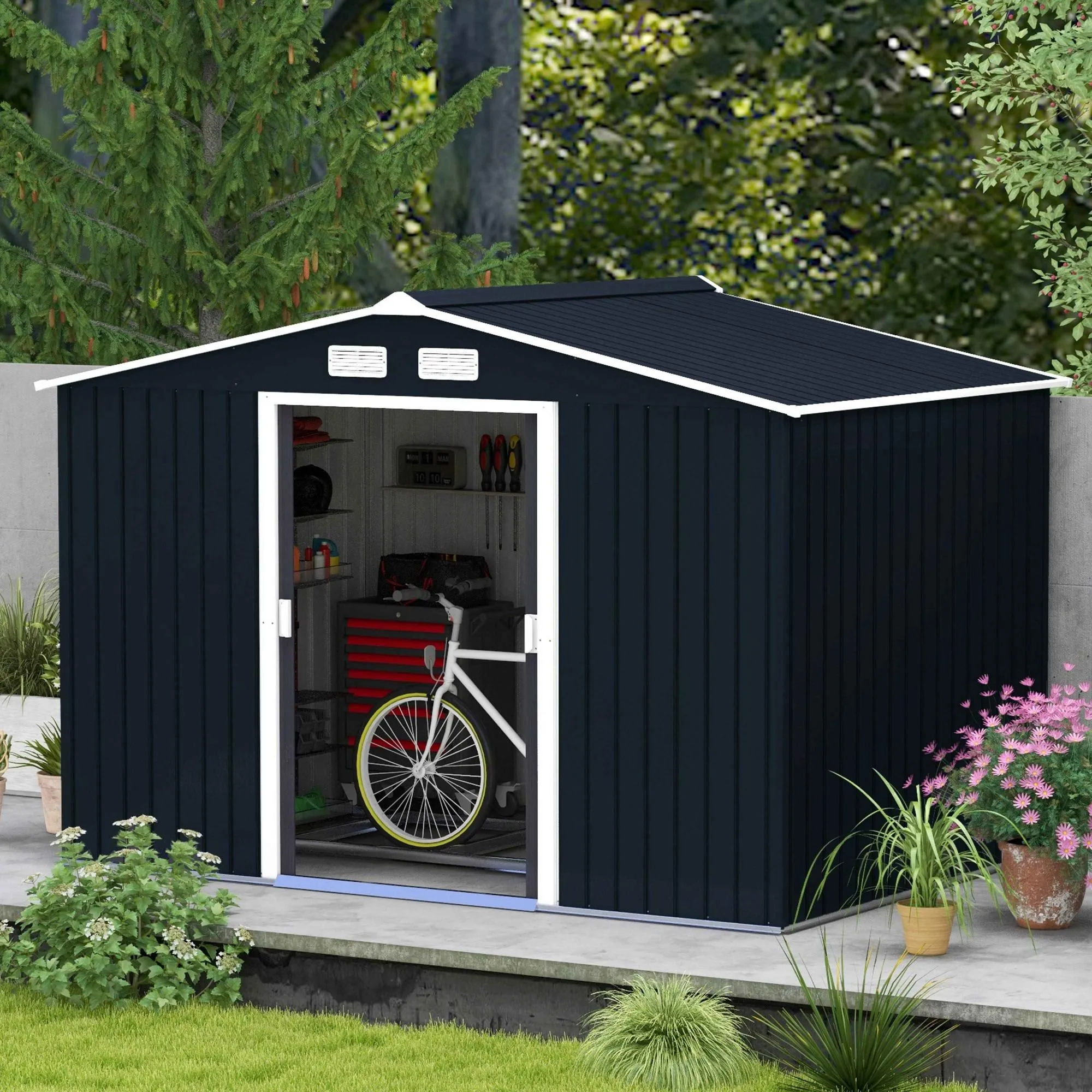 Illustration numéro 3 du produit Abri de jardin 54 m² métal gris foncé