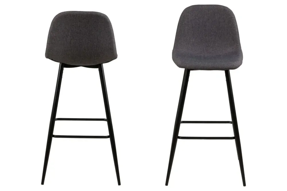 Illustration numéro 3 du produit Lot de 2 tabourets de bar en tissu piétement métal noir anthracite