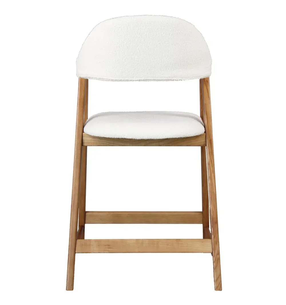 Illustration numéro 3 du produit Chaise de bar en tissu Curly Ecru et Frêne naturel (x2)