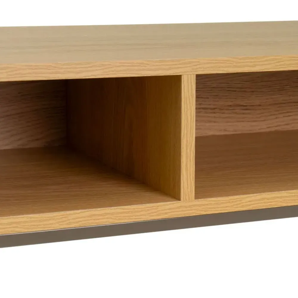 Illustration numéro 3 du produit Console d'entrée effet bois et métal gris à 2 casiers 80x30x75cm