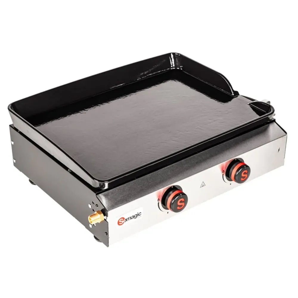 Illustration numéro 3 du produit Plancha à gaz et à poser métal noir 69.5x49x22.5 cm