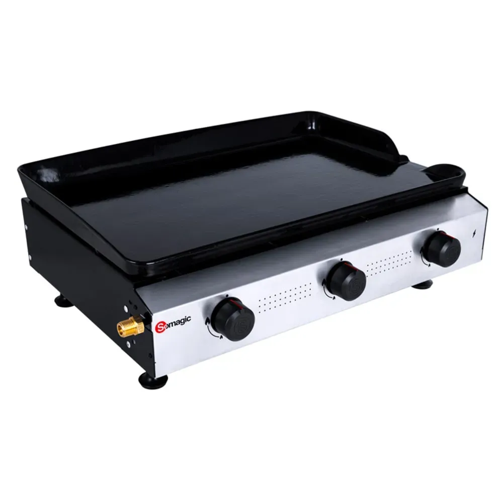 Illustration numéro 3 du produit Plancha à gaz avec cuve et bâti en acier laqué métal/inox argent