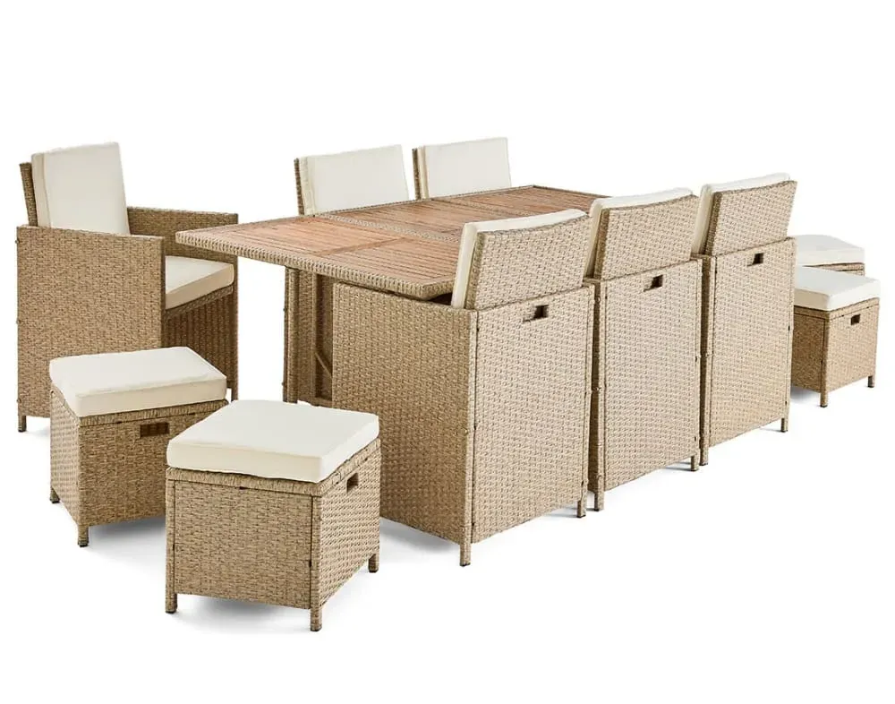 Illustration numéro 3 du produit Salon de jardin 10 places en résine tressée et bois massif d'acacia be