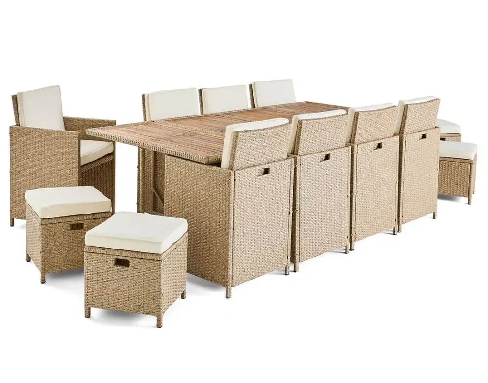 Illustration numéro 3 du produit Salon de jardin 12 places en résine tressée et bois massif d'acacia be