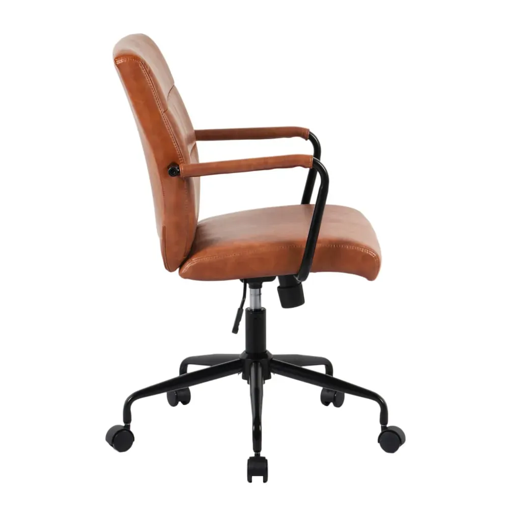 Illustration numéro 3 du produit Chaise de bureau réglable en hauteur simili cuir marron 99x64x70 cm