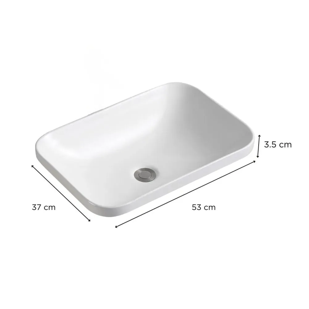 Illustration numéro 3 du produit Vasque à encastrer rectangulaire 53x37cm  + robinet + bonde