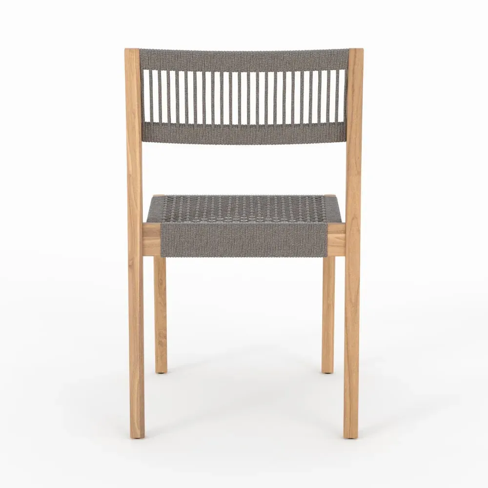 Illustration numéro 3 du produit Lot de 2 chaises de jardin en bois de teck recyclé et tissage en corde