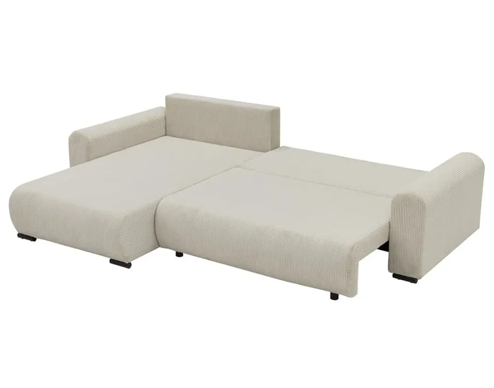 Illustration numéro 3 du produit Canapé d'angle réversible convertible 4 places en velours côtelé beige