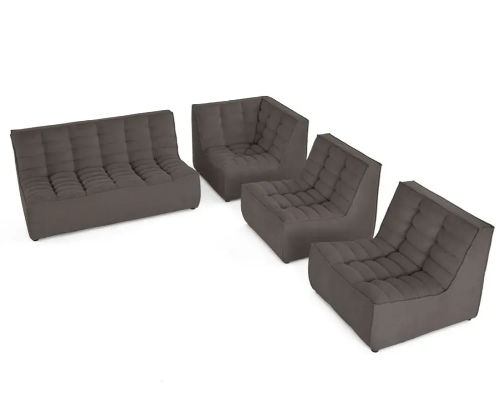 Illustration numéro 3 du produit Canapé modulable 5 places angle réversible en velours texturé gris