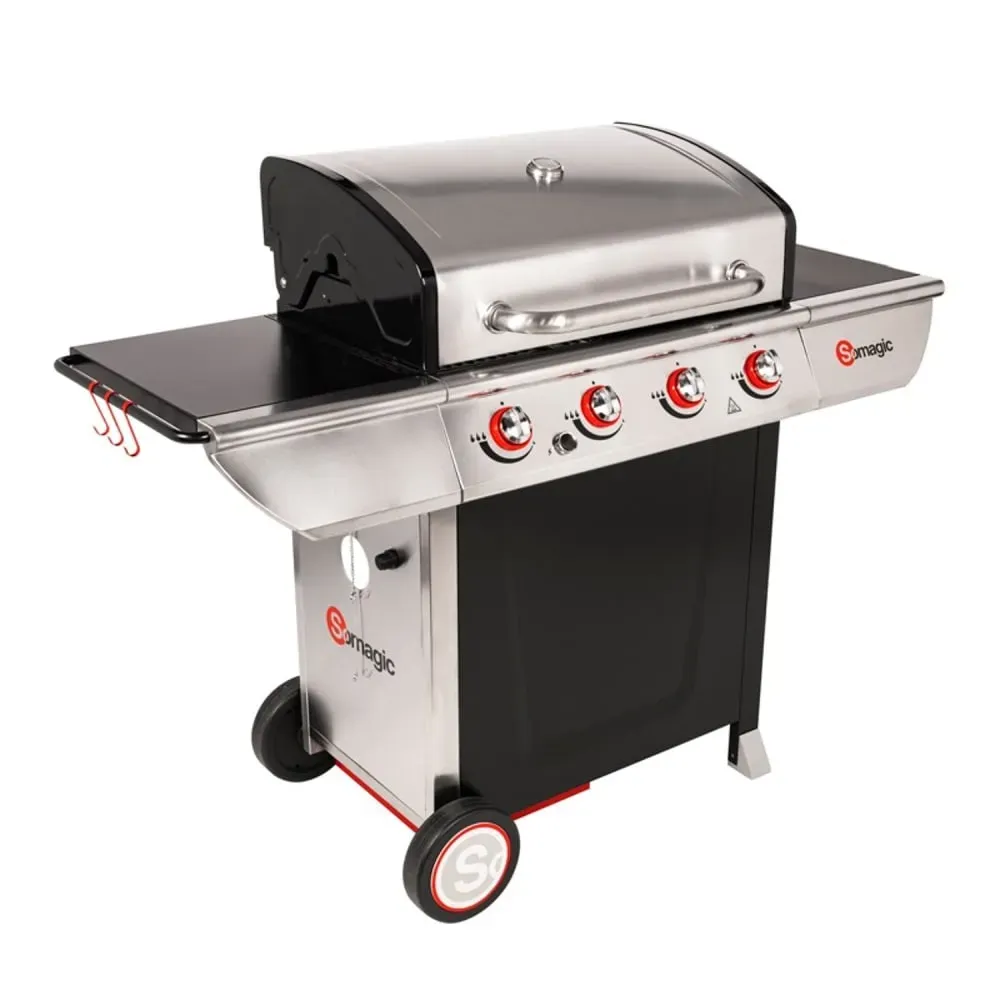 Illustration numéro 3 du produit Barbecue au gaz 4 brûleurs en acier noir et gris