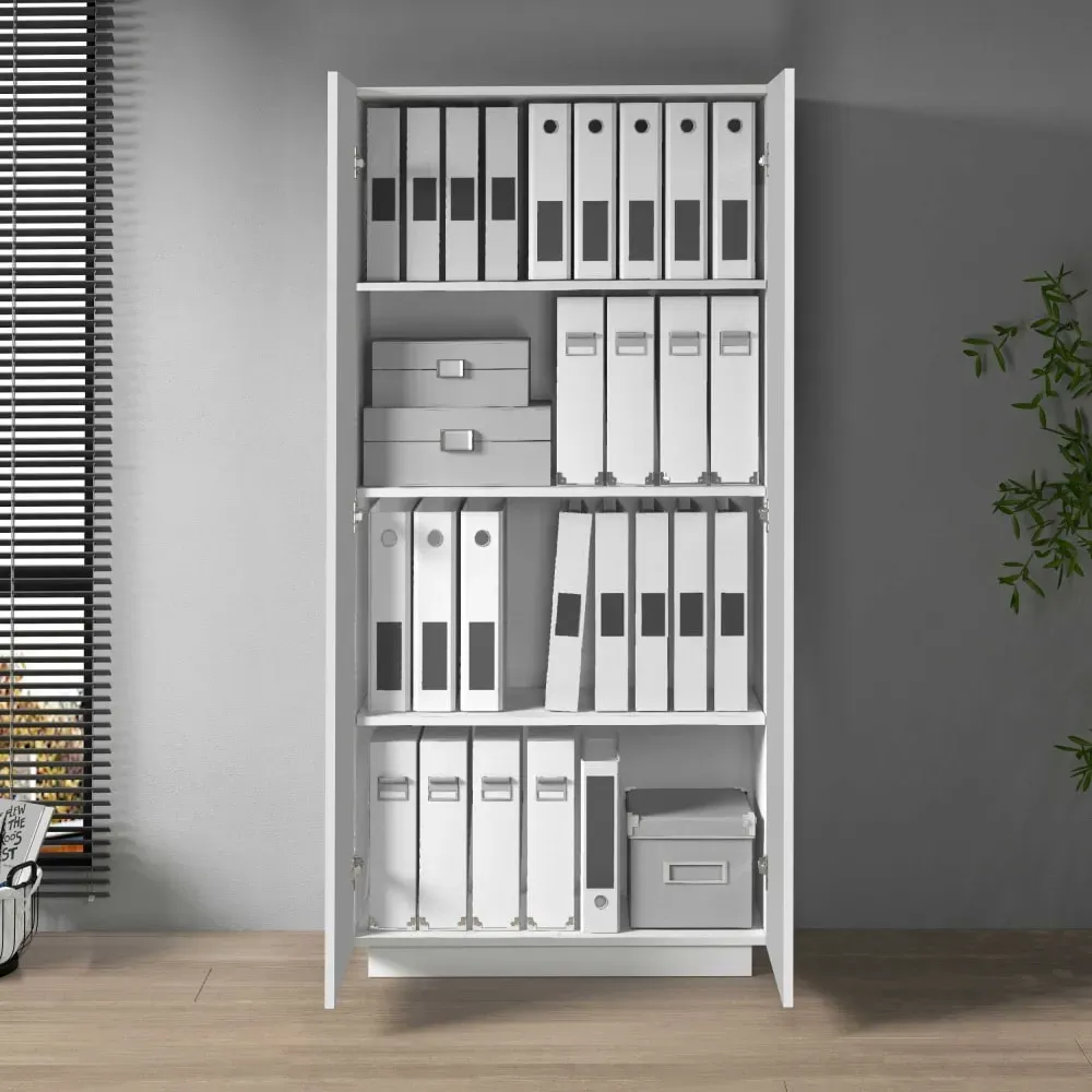 Illustration numéro 3 du produit Armoire multifonction 2 portes 79,20 cm effet bois blanc mat