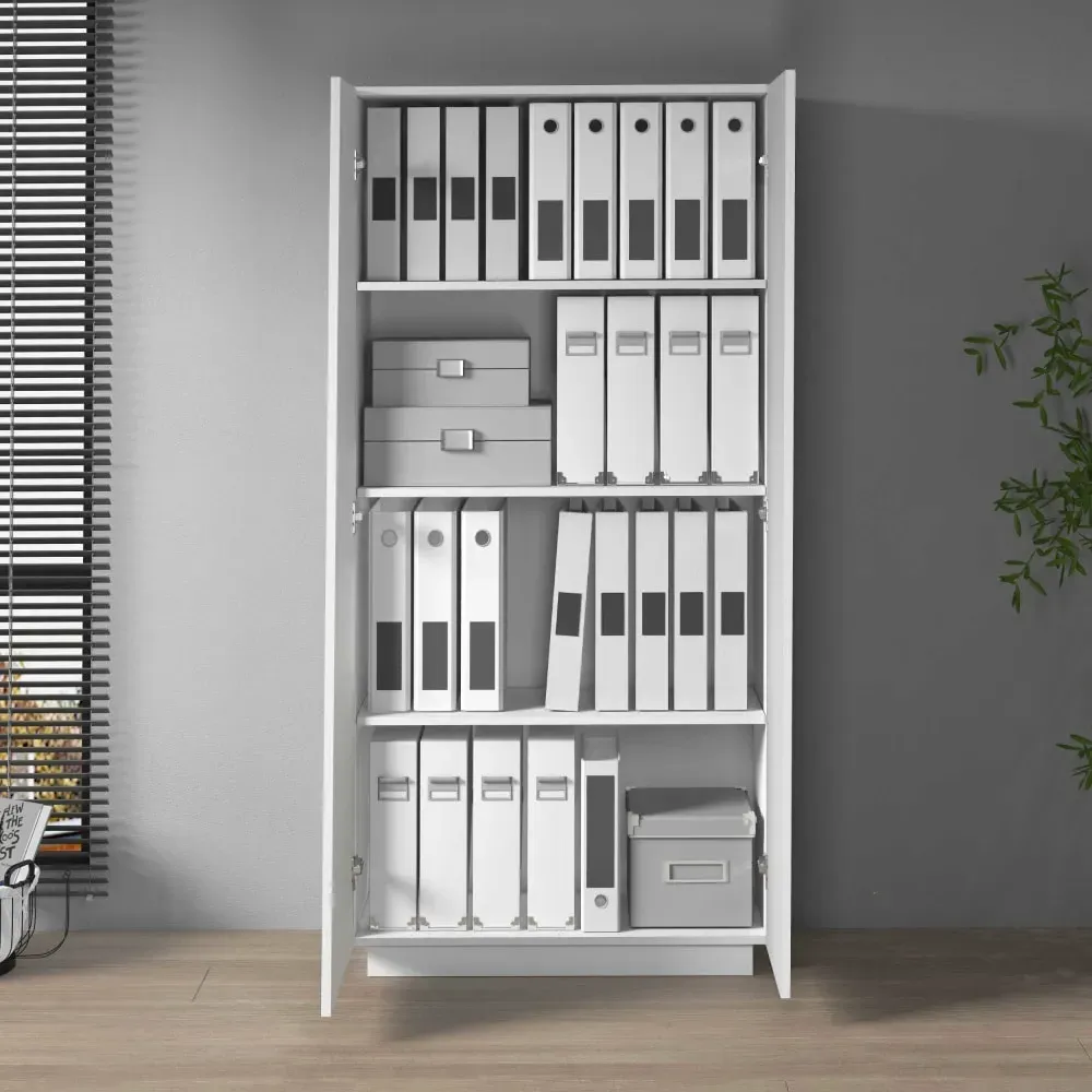 Illustration numéro 3 du produit Armoire multifonction 2 portes 79,20 cm effet bois blanc mat