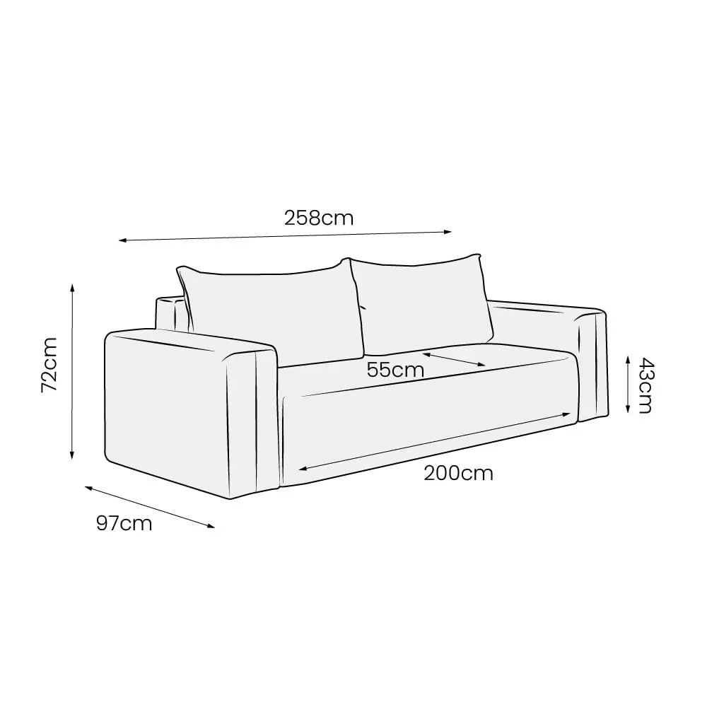 Illustration numéro 3 du produit Canapé droit convertible droit 3 places en tissu gris