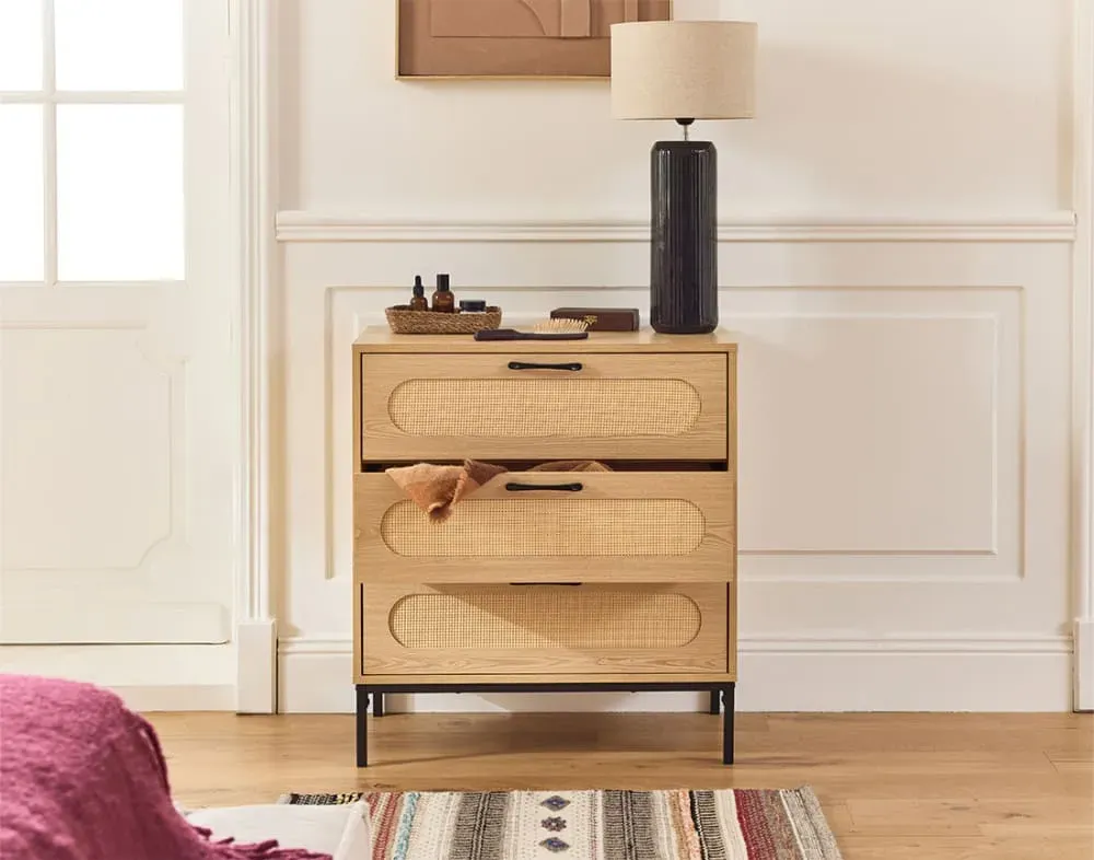 Illustration numéro 3 du produit Commode 3 tiroirs 70 cm bois