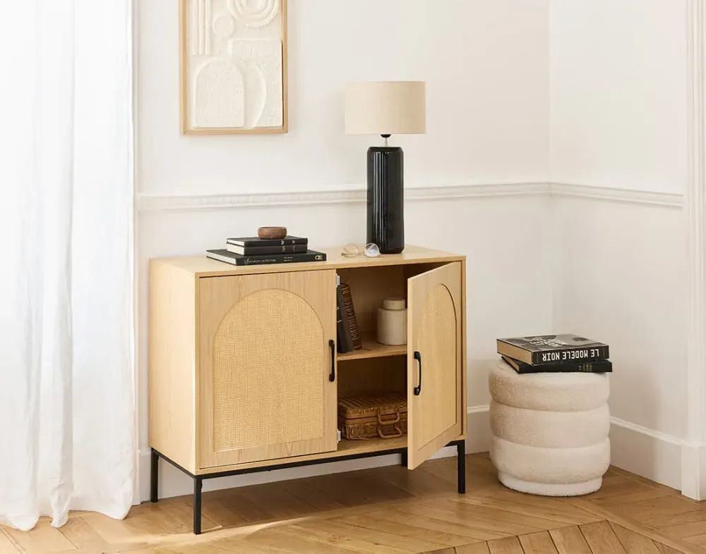 Illustration numéro 3 du produit Buffet bas contemporain 100 cm bois / noir