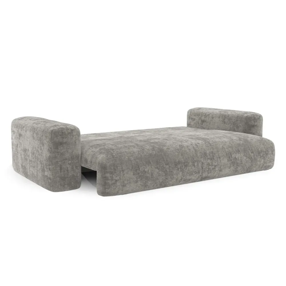 Illustration numéro 3 du produit Canapé convertible avec coffre 4 places en velours texturé gris béton