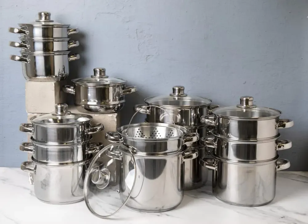 Illustration numéro 3 du produit Cuit-Vapeur à Trois Étages 16cm Acier Inoxydable Argent