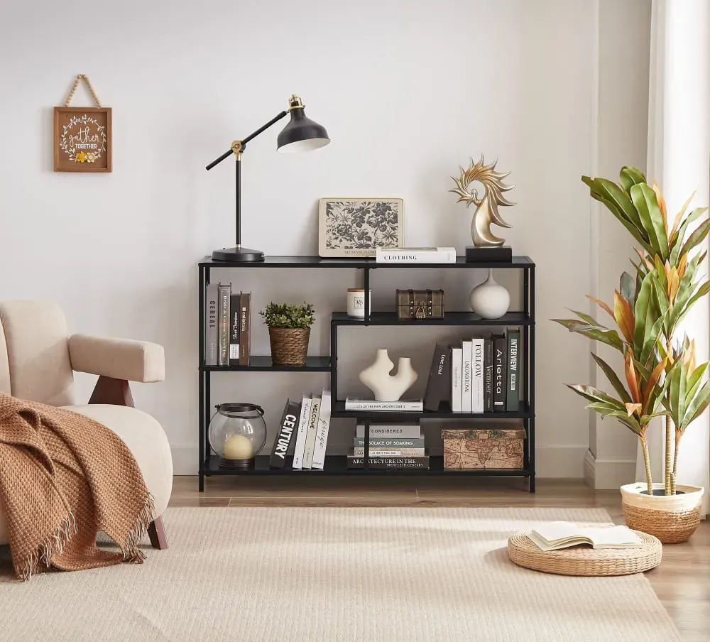 Illustration numéro 3 du produit Etagère industrielle avec rangements de 5 niveaux en métal noir