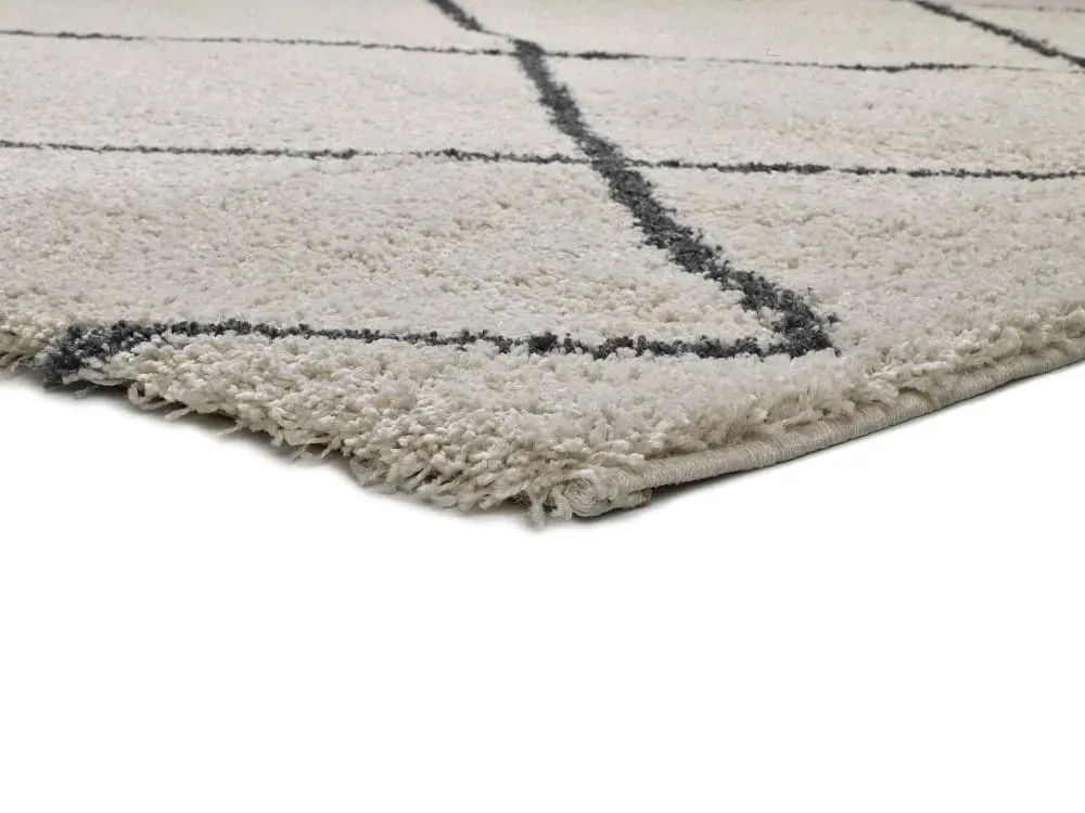 Illustration numéro 3 du produit Tapis shaggy ethnique blanc/crème/noir 133x190 cm