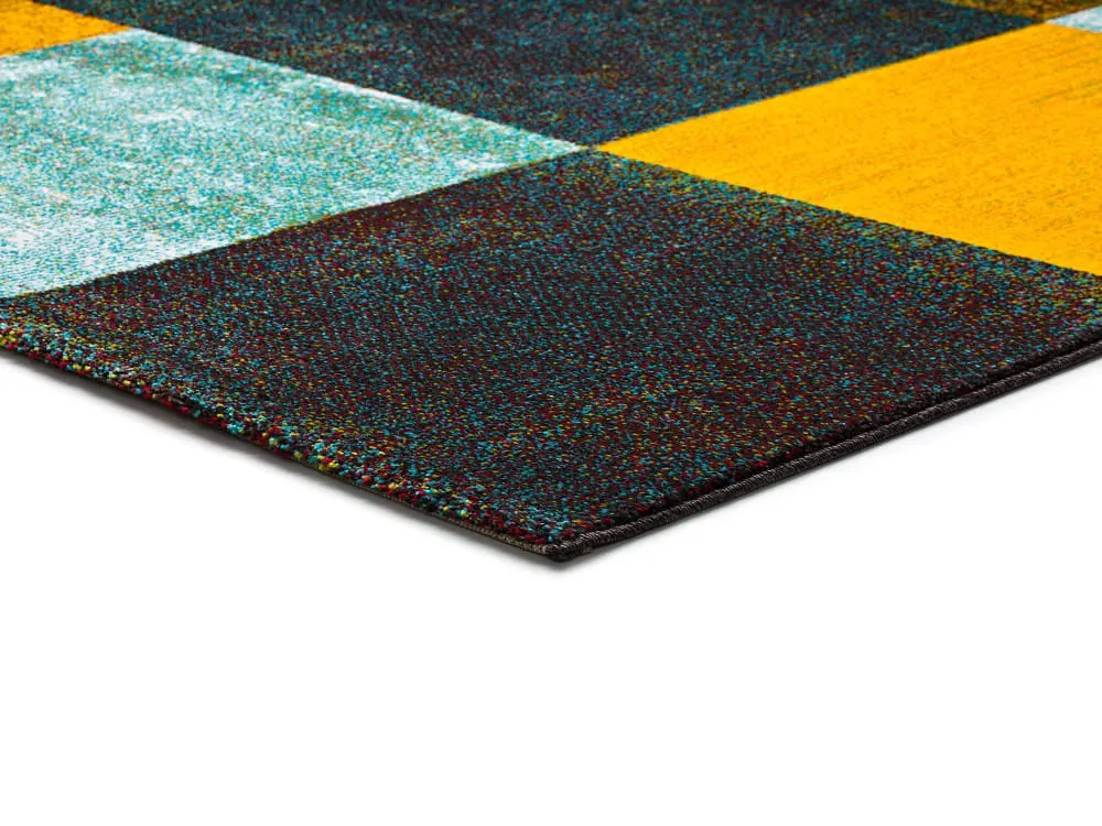Illustration numéro 3 du produit Tapis descente de lit blau/vert/jaune 60x120 cm