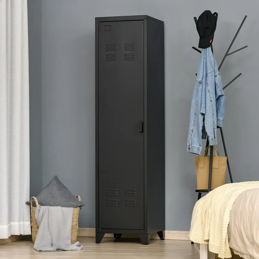 Illustration numéro 3 du produit Armoire vestiaire compacte avec 3 étagères en métal gris