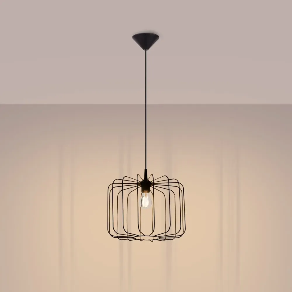 Illustration numéro 3 du produit Lampe à suspension acier noir H 91 cm
