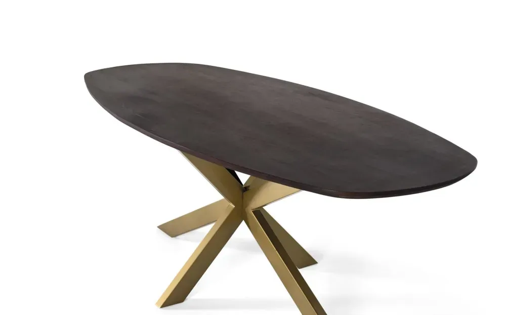 Illustration numéro 3 du produit Table à manger ovale en bois d'acacia et pieds en métal 200 cm