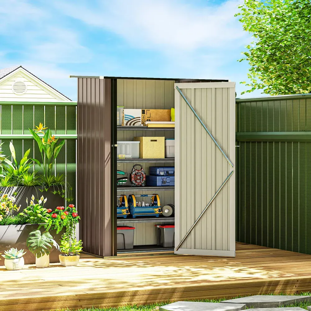 Illustration numéro 3 du produit Abri de jardin porte verrouillable acier galvanisé marron