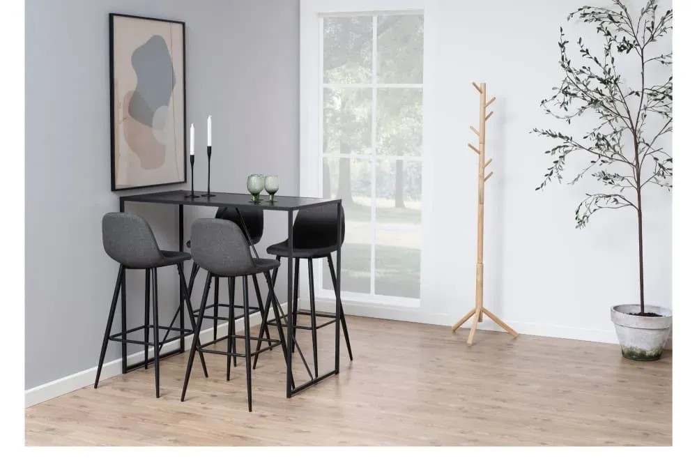 Illustration numéro 3 du produit Lot de 2 tabourets de bar en tissu piétement métal noir gris clair