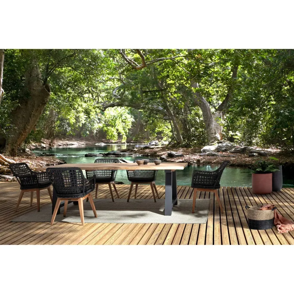 Illustration numéro 3 du produit Table de jardin en teck et métal anthracite L240 10 places