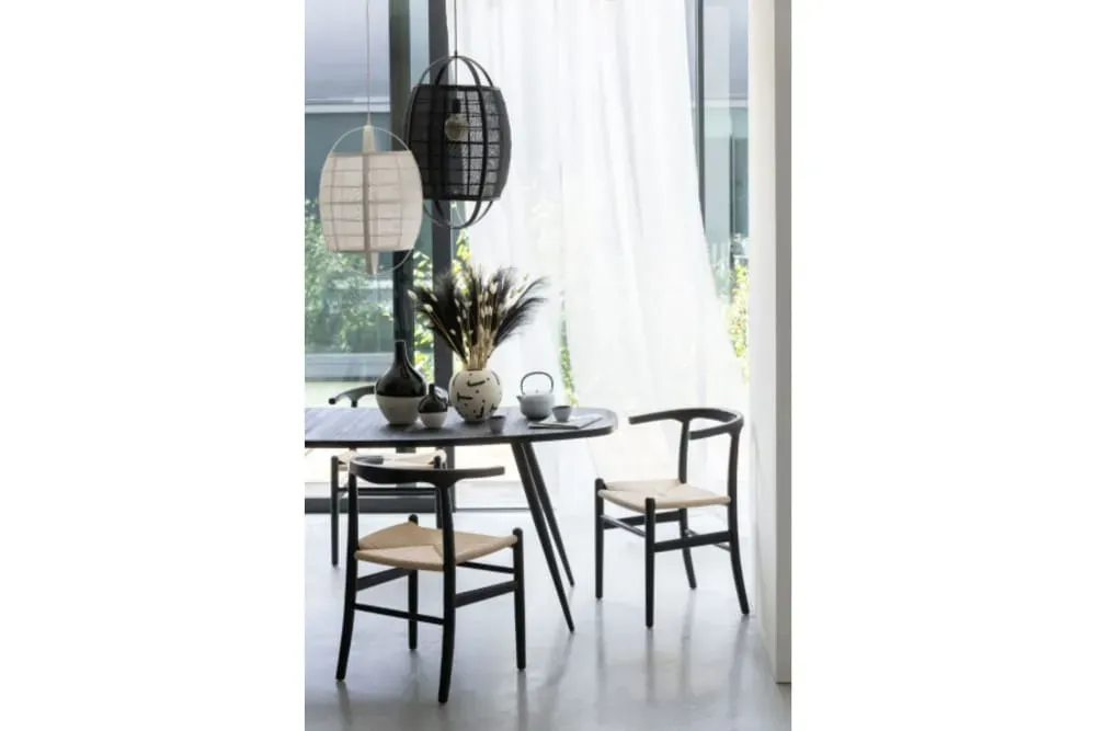 Illustration numéro 3 du produit Chaises de salle à manger en corde et bois de hêtre noir