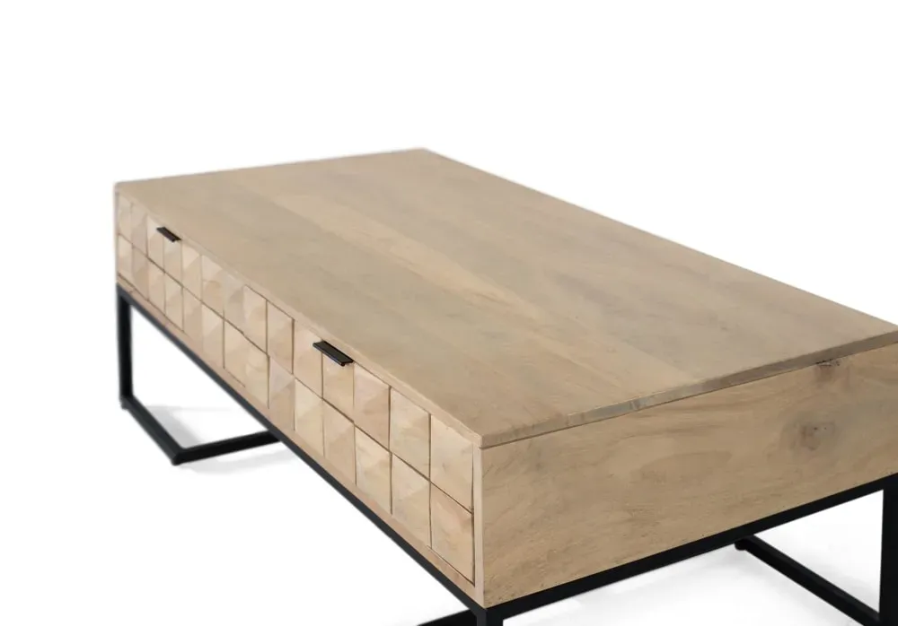 Illustration numéro 3 du produit Table basse en bois de manguier sculptée à la main 120 cm