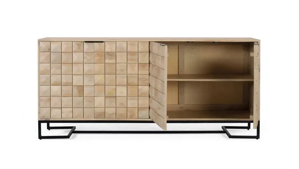 Illustration numéro 3 du produit Buffet en bois de manguier sculpté et fabriqué à la main 180 cm